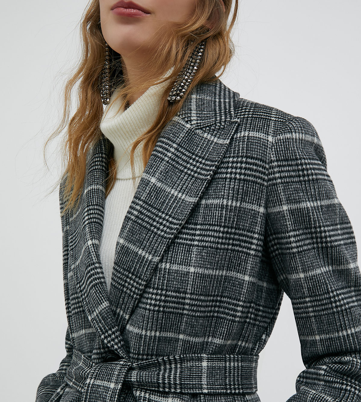 checked tailored coat